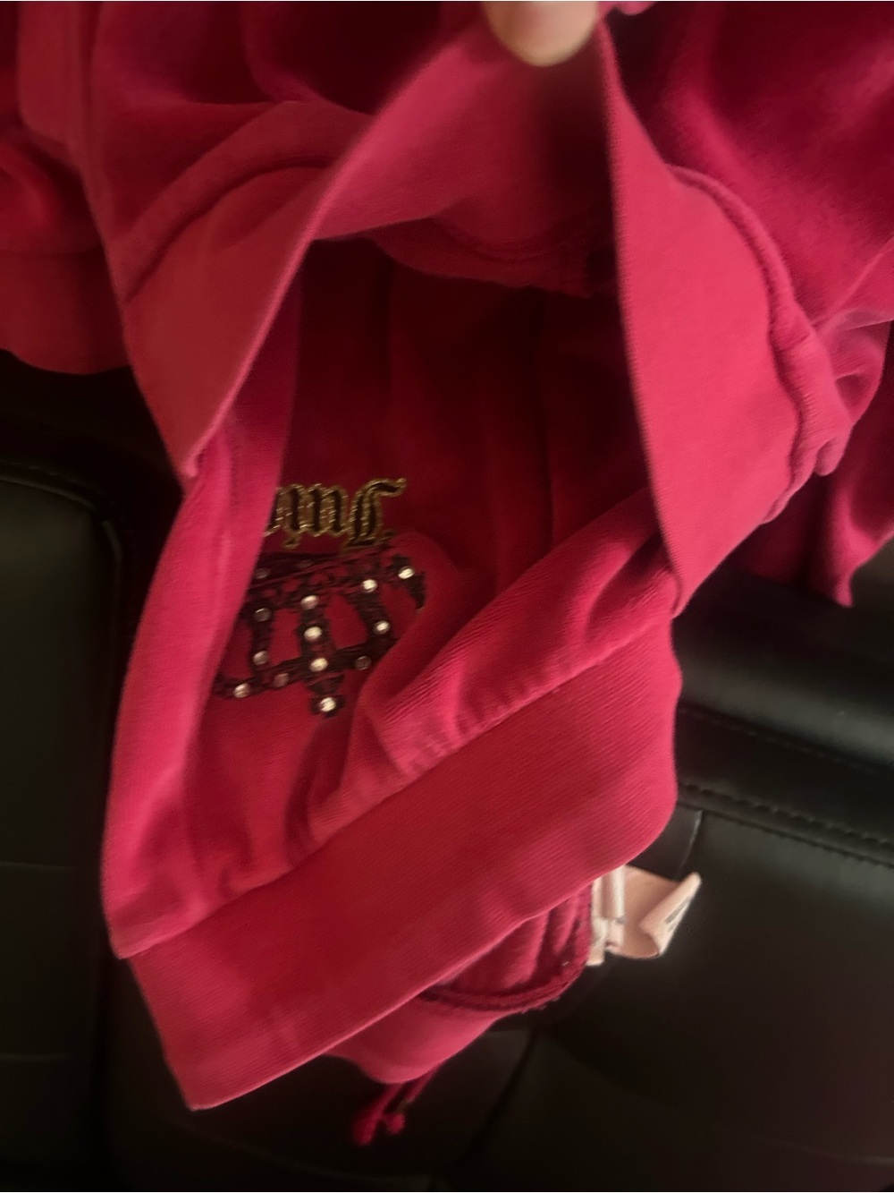 Juicy Couture Hot Pink Velour Sweatshirt Hoodie - Picture 3 of 6